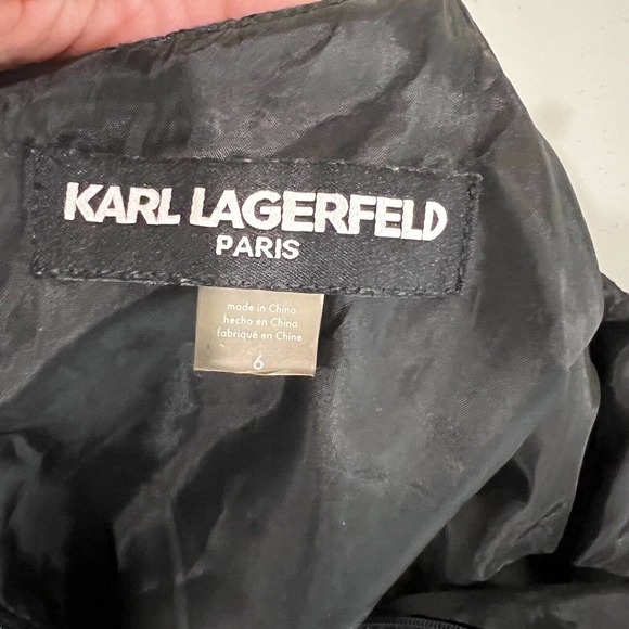 Karl Lagerfeld Paris Black Dress 6 Tweed Sheath Embellished Preppy Classic - Picture 7 of 13